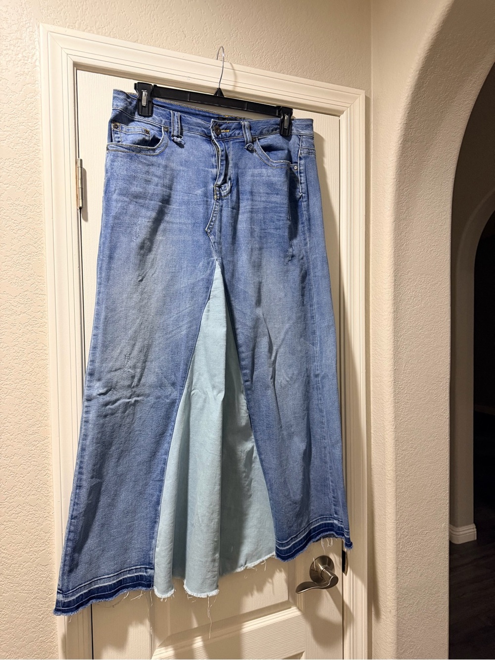 Ashley Stewart Two-Tone Light Blue Maxi Denim Skirt
